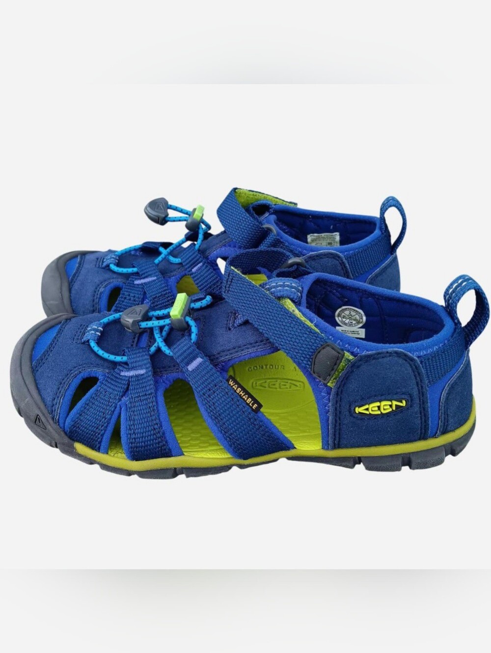 KEEN Seacamp II CNX Kids Water Sandals Blue/Lime Green Kids Size 2 Youth